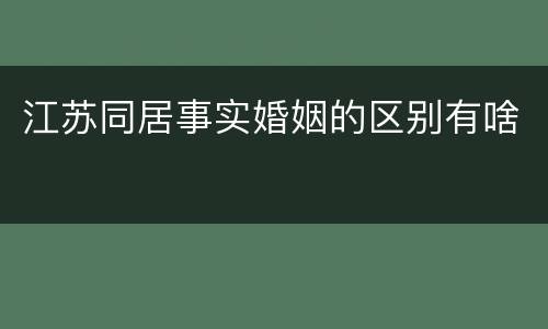 江苏同居事实婚姻的区别有啥