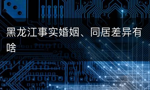 黑龙江事实婚姻、同居差异有啥
