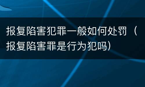 报复陷害犯罪一般如何处罚（报复陷害罪是行为犯吗）