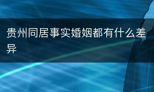 贵州同居事实婚姻都有什么差异