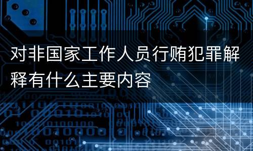 对非国家工作人员行贿犯罪解释有什么主要内容
