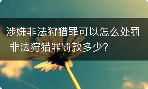 涉嫌非法狩猎罪可以怎么处罚 非法狩猎罪罚款多少?