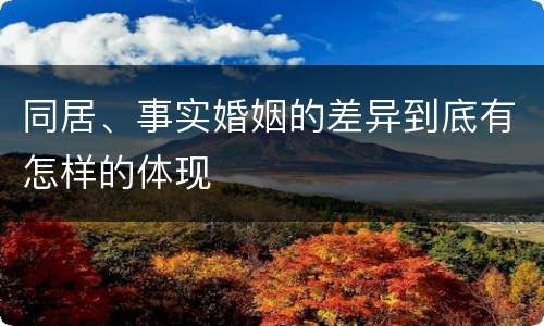 同居、事实婚姻的差异到底有怎样的体现