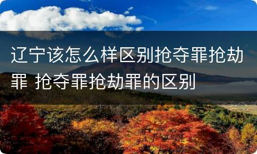 辽宁该怎么样区别抢夺罪抢劫罪 抢夺罪抢劫罪的区别