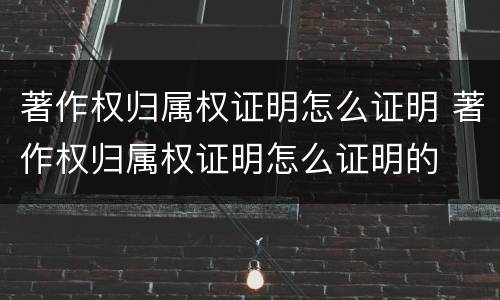 著作权归属权证明怎么证明 著作权归属权证明怎么证明的