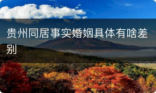 贵州同居事实婚姻具体有啥差别