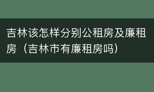 吉林该怎样分别公租房及廉租房（吉林市有廉租房吗）