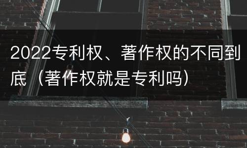 2022专利权、著作权的不同到底（著作权就是专利吗）