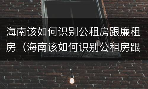 海南该如何识别公租房跟廉租房（海南该如何识别公租房跟廉租房的区别）