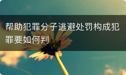 帮助犯罪分子逃避处罚构成犯罪要如何判