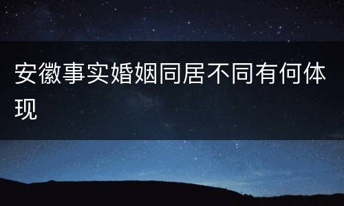 安徽事实婚姻同居不同有何体现