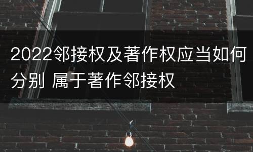2022邻接权及著作权应当如何分别 属于著作邻接权