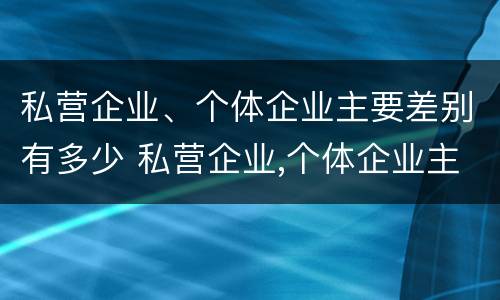 私营企业、个体企业主要差别有多少 私营企业,个体企业主要差别有多少个