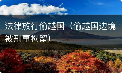 法律放行偷越国（偷越国边境被刑事拘留）