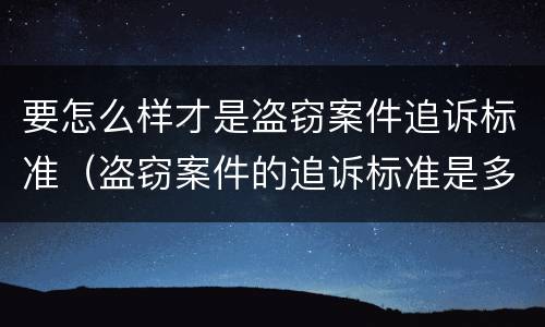 要怎么样才是盗窃案件追诉标准（盗窃案件的追诉标准是多少）