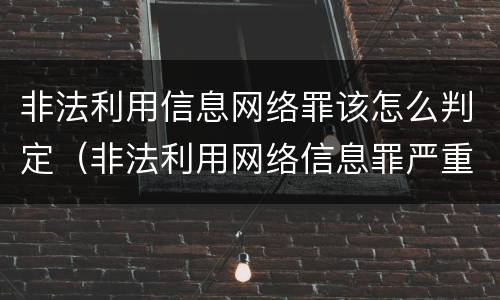 非法利用信息网络罪该怎么判定（非法利用网络信息罪严重吗）
