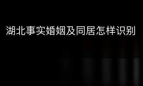 湖北事实婚姻及同居怎样识别