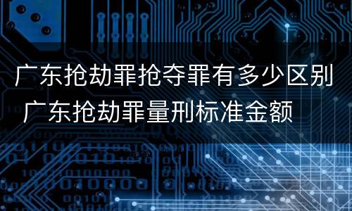 广东抢劫罪抢夺罪有多少区别 广东抢劫罪量刑标准金额