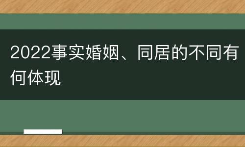 2022事实婚姻、同居的不同有何体现