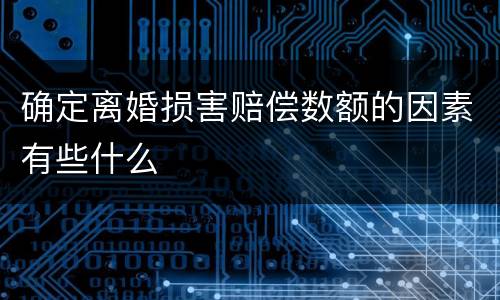 确定离婚损害赔偿数额的因素有些什么