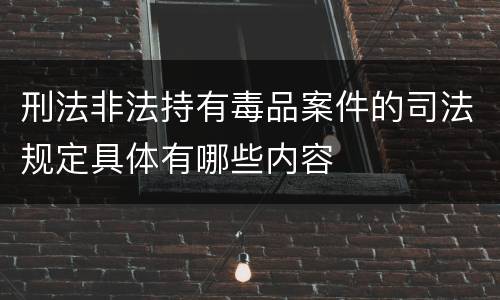 刑法非法持有毒品案件的司法规定具体有哪些内容