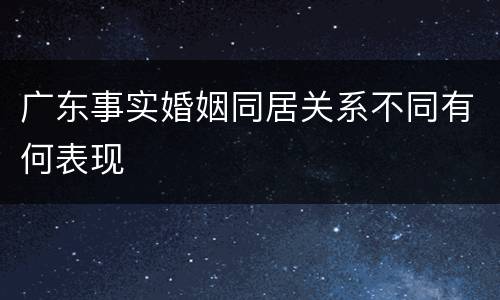 广东事实婚姻同居关系不同有何表现