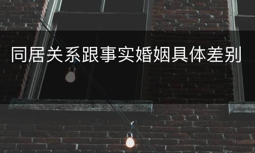 同居关系跟事实婚姻具体差别