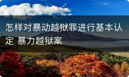 怎样对暴动越狱罪进行基本认定 暴力越狱案
