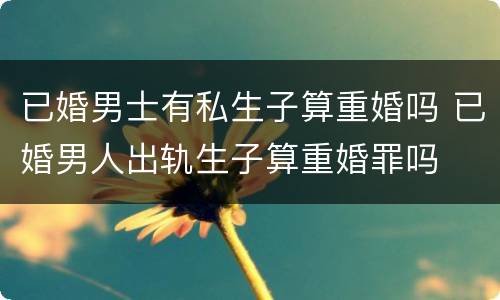 已婚男士有私生子算重婚吗 已婚男人出轨生子算重婚罪吗