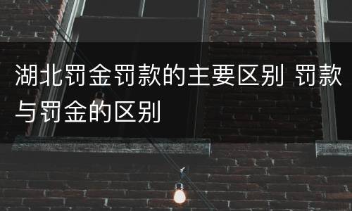 湖北罚金罚款的主要区别 罚款与罚金的区别
