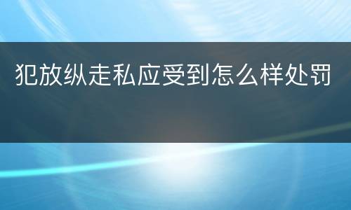 犯放纵走私应受到怎么样处罚