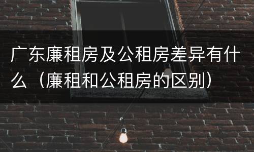 广东廉租房及公租房差异有什么（廉租和公租房的区别）