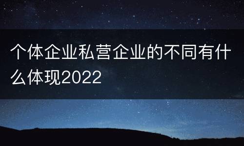 个体企业私营企业的不同有什么体现2022