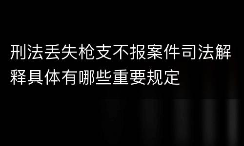 刑法丢失枪支不报案件司法解释具体有哪些重要规定