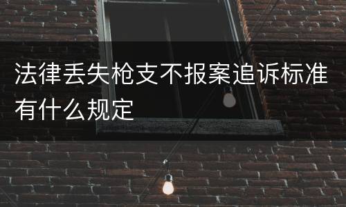 法律丢失枪支不报案追诉标准有什么规定