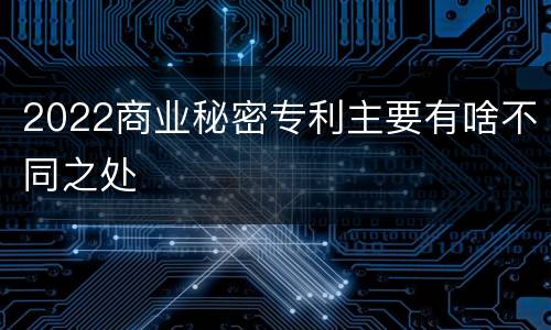 2022商业秘密专利主要有啥不同之处