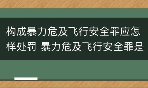 构成暴力危及飞行安全罪应怎样处罚 暴力危及飞行安全罪是危险犯吗