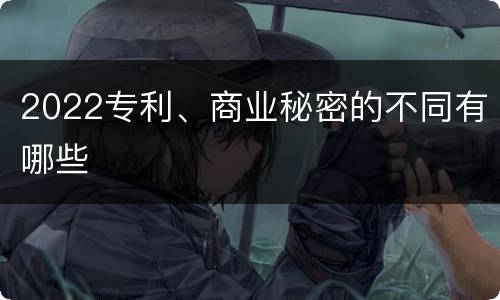 2022专利、商业秘密的不同有哪些
