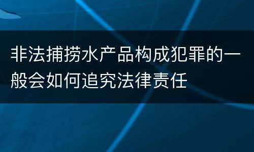 非法捕捞水产品构成犯罪的一般会如何追究法律责任