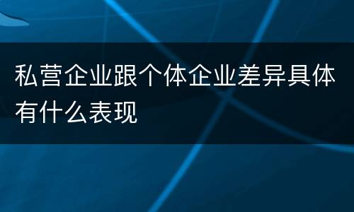 私营企业跟个体企业差异具体有什么表现