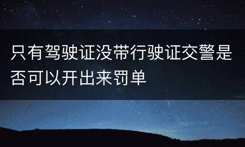 只有驾驶证没带行驶证交警是否可以开出来罚单