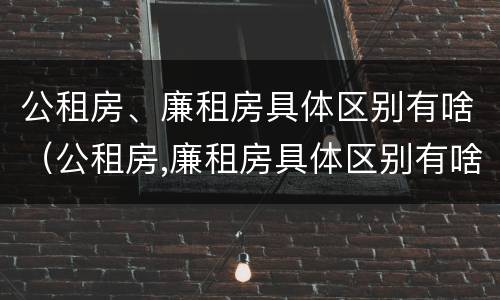 公租房、廉租房具体区别有啥（公租房,廉租房具体区别有啥不同）