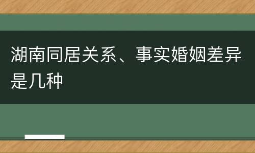 湖南同居关系、事实婚姻差异是几种
