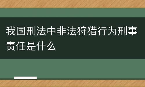 我国刑法中非法狩猎行为刑事责任是什么
