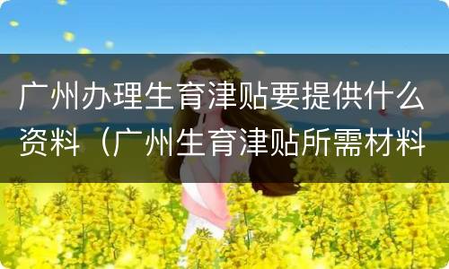 广州办理生育津贴要提供什么资料（广州生育津贴所需材料）