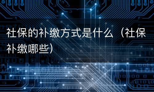 社保的补缴方式是什么（社保补缴哪些）