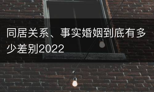 同居关系、事实婚姻到底有多少差别2022