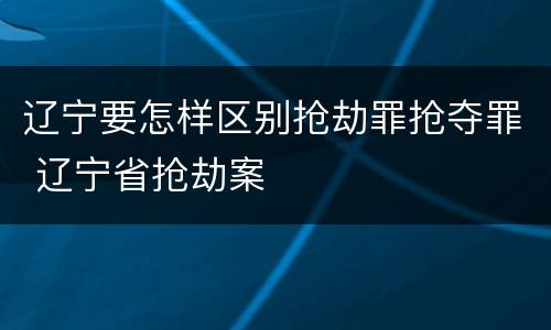辽宁要怎样区别抢劫罪抢夺罪 辽宁省抢劫案