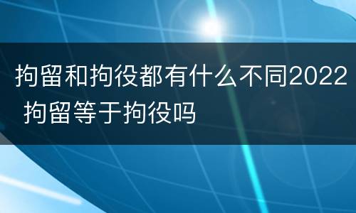 拘留和拘役都有什么不同2022 拘留等于拘役吗