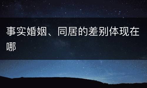 事实婚姻、同居的差别体现在哪